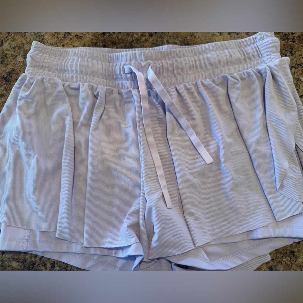 Light Lavender Yogalicious Elastic Waist Drawstring Shorts